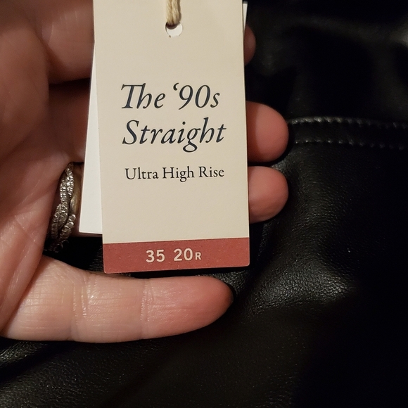 Abercrombie & Fitch Pants Sz 35R Faux Leather 90s Straight Ultra High Rise 14/16 - Picture 5 of 15